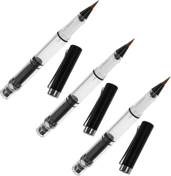 3 Stuks Piston-gevulde Chinese Kalligrafie Vulpen met Flexibele Penseelpunt Navulbare Inktschilderpen voor Tekenen Schetsen Japanse Kalligrafie Kunst