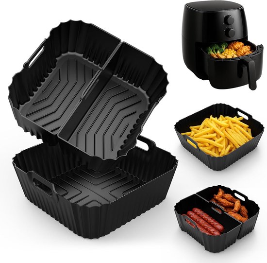 3 stuks siliconen bakvormen Air Fryer, accessoires voor Cosori 4,7 l - 6,5 l, herbruikbare Airfryer bakvorm voor Ninja Max Pro 180 EU 6,2 l, Philips, Tefal