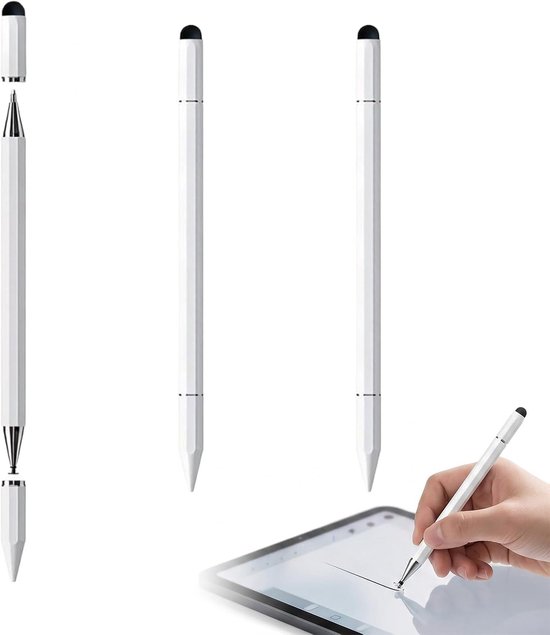3 stuks tabletpen, 3-in-1 stylus voor tablet, universele stylus voor touchscreen, tablet met hoge gevoeligheid, precisie, voor tablets, wit
