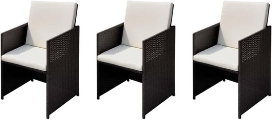 3 stuks tuinstoelen rotan meubelset van polyrotan in bruin 56 x 52 x 87 cm met stalen frame voor terras en balkon
