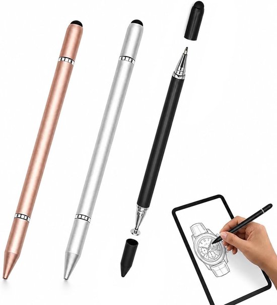 3 stuks universele capacitieve stylus voor touchscreen, hoge precisie, compatibel met iPad, iPhone, Samsung, Android, tablets en smartphones