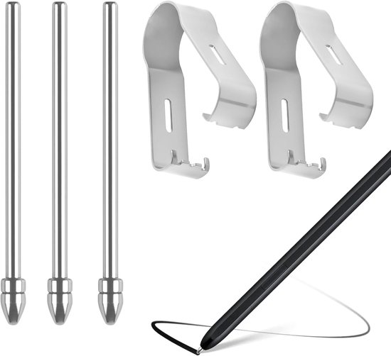 3 stuks universele fijne potloodpunten van titaniumlegering, compatibel met BOOX Pen 2 Pro, punten voor Galaxy Tab, S7 FE pen, vervanging voor S Pen met 2 klemmen inbegrepen