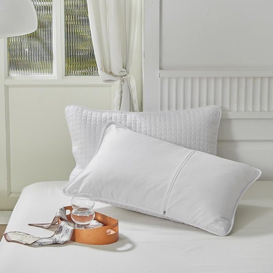 3 stuks volledig katoenen zweetbestendig en oliebestendig beschermend kussen klassiek en tijdloos, pure kleur eenvoudige kussensloop, met elk bed is briljant 18,9x29,1 inch (wit