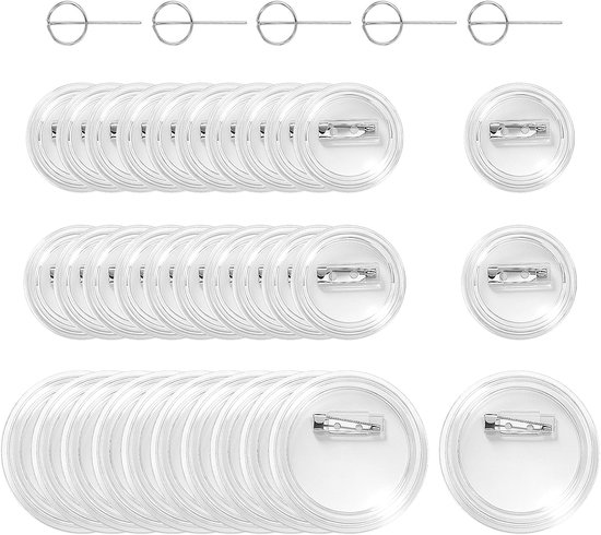 30 stuks doe-het-zelf buttons, spelden zelf vormgeven, buttons zelf maken, zonder buttonmachine, 37 mm, 44 mm, 58 mm, met 5 pinnen, voor badge, naambordjes, ziekenhuis-naambordjes
