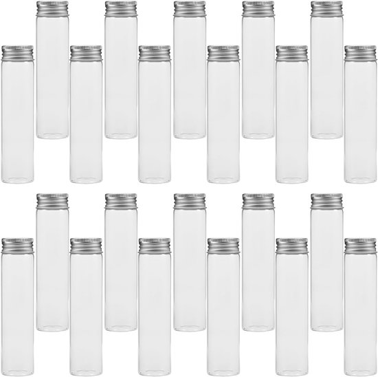 30 Stuks Glazen Buisjes met Luchtdichte Aluminium Doppen Transparante Navulbare Buisjes voor Cosmetica Sieraden Experimenten Ambachtelijke Toepassingen