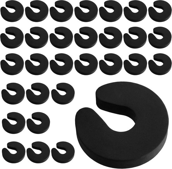 30 stuks klembescherming voor deuren, 93 x 90 x 20 mm, deurstopper, klembescherming, EVA-schuim, klembescherming, zwart, voor deuren, treinen en ramen