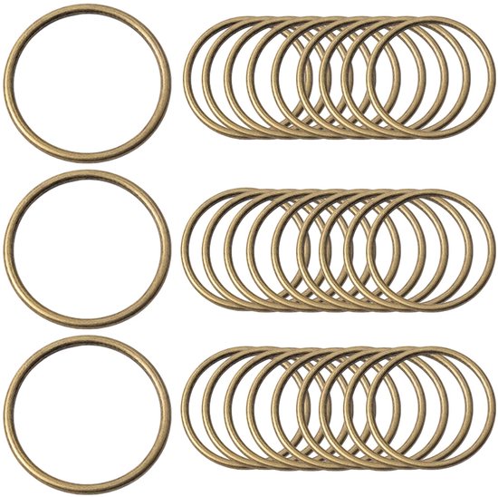 30 stuks O-ringen van metaal, afdichtringen van metaal, ronde karabijnhaak voor naaien, handwerk, rugzakken, tassen en riem (brons, 25 mm)