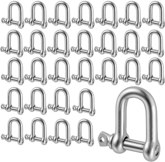 30 stuks roestvrijstalen schakels, M5, 5 mm D-ring, recht, staalkabel