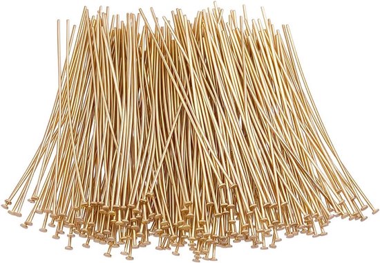 300 stuks 18K vergulde platte kopspelden van roestvrij staal, oogspelden voor doe-het-zelf sieraden