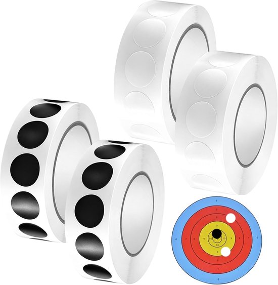 3000 stuks ronde stickers, 19 mm slagpleister, zwart en wit