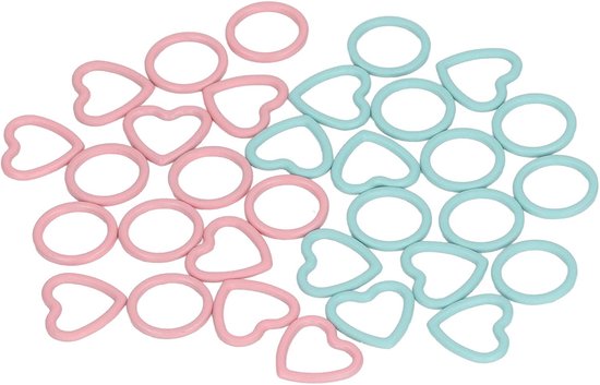 32 stuks breisteekmarkeringen ronde hartvorm metalen gehaakte markeerringen voor doe-het-zelf handgemaakte ambacht roze blauw