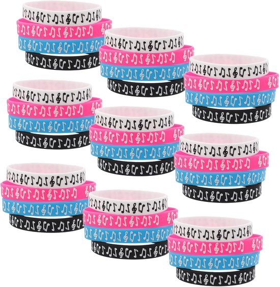 32 Stuks Muzikale Silicone Armbanden met Muzieknoten Waterbestendig Comfortabel Hypoallergeen voor Muziekfeesten Geschenk