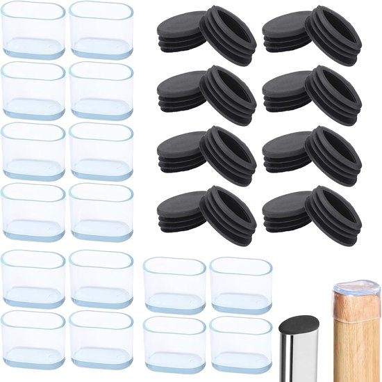 32 stuks ovale stoeldoppen, rubberen stoeldoppen voor stoelen, ovale voetkussens, stoelpootdoppen, 15 mm x 30 mm eindkappen voor buisinzetstukken, meubels