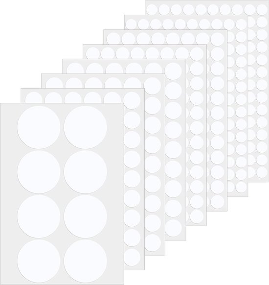 322 stuks schroefgatstickers wit Ø 12/15/21/30/50 mm