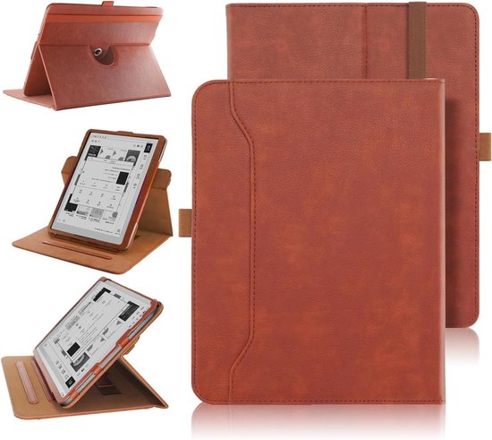 360° Rotatable Case Compatible with Boox Tablet Go 10.3 ePaper E Ink 10.3 inch Ebook Smart Cover with Hand Strap Card Slot and Auto Sleep/Wake - Brown