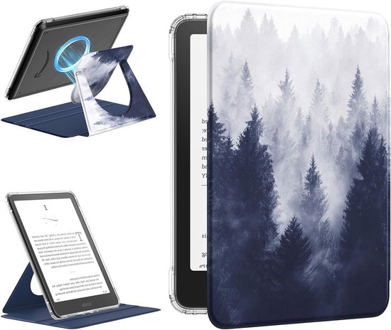 360° Rotating Hoes voor 7" Kindle Paperwhite en Colorsoft 2024/2025, Duidelijke Achterkant, Verstelbare Stand en Automatische Wake/Sleep Functie, Grijs Groen