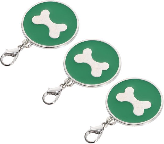 3stuks Honden Id Tags Creatieve Hangtags Voor Dieren Duurzame Metalen Hanger Voor Halsband Unieke Decoratieve Labels Voor Huisdieren Groene Kleur