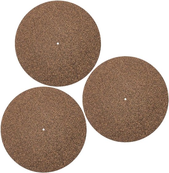 3stuks Kurk Platenspeler Mat Duurzame Kurk Slipmat Voor Turntable Absorptie Bescherming Tegen Schade Eenvoudige Installatie Voor Platen