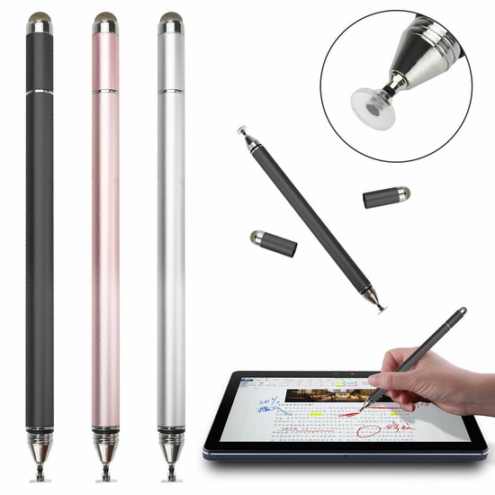 4-in-1 zeer nauwkeurige stylus met zuignap - schijfpen - professionele tekenpen voor touchscreen - stylus - 3-delige set - universele stylus - capacitieve tabletpen