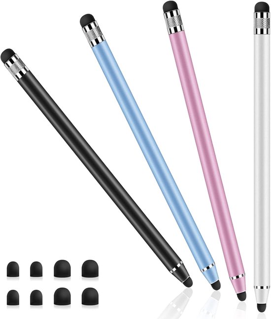 4-pack tabletpen voor alle tablets, 2-in-1 zeer gevoelige rubberen capacitieve stylus mobiele telefoon touchscreen-pen universele touchpen voor iPhone Galaxy Xiaomi smartphone, iPads en alle touchscreens van Merkloos