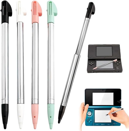 4 Pezzi Ds Lite Stilo Telescopico In Metallo Per Schermo Tattile, Ds Lite, Console (Nero, Bianco, Rosa, Blu)