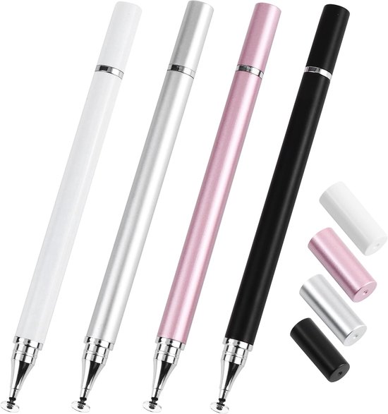 4 Stück Ingabestift Disc Touch Pen, Tablet Stift en Ballpoint Pen 2 in 1, Universele Ingabestift voor alle Tablets/Smartphone, Compatibel met Samsung/iPad/Android/IOS