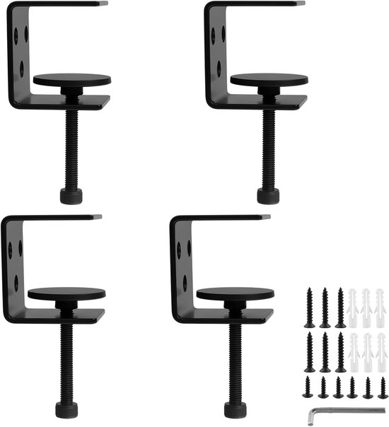 4 stuks 50 mm C-klem, zwart, tafelklem, plankdrager van ijzer, stabiele schroefklem met schroefdraad M8, C-klem tafelklem voor houtbewerking, doe-het-zelf, laswerk, huishoudelijke montage