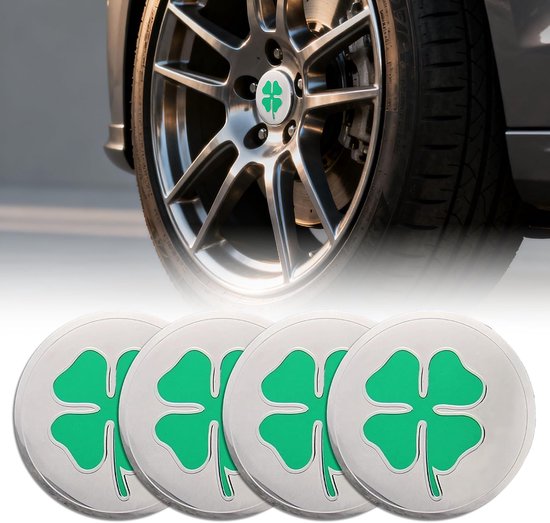 4 stuks 56 mm metalen vierblad naafdoppen stickers