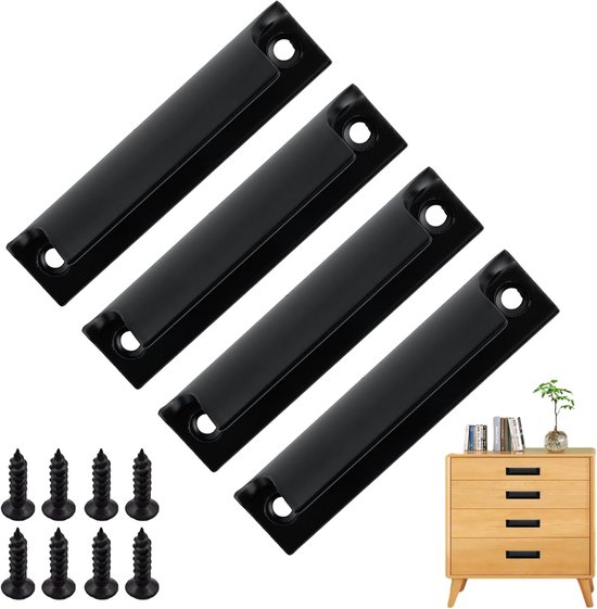 4 stuks balkondeurgrepen voor buiten, handgrepen, schuifdeur, geschikt voor ramen, schuifdeuren, balkondeuren en laden (zwart), compact design, gebruiksvriendelijk ontwerp, eenvoudige bediening
