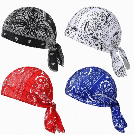 4 stuks bandana, fietsmuts, bandana, bandana voor heren en dames