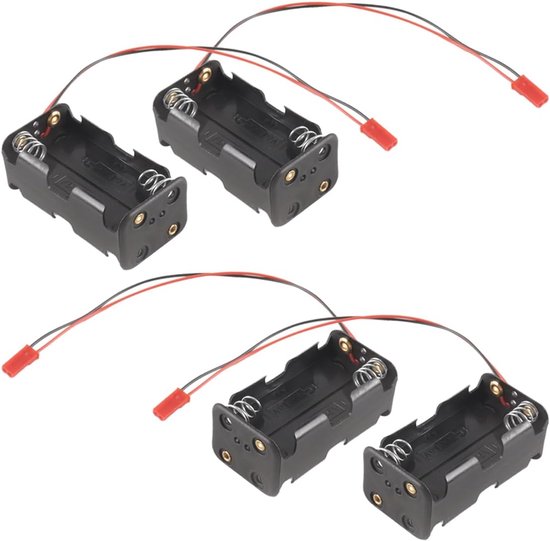 4 stuks batterijhouder, 4 cellen AA batterijcontainer, voor RC auto vrachtwagen vliegtuig, met JST stekkers connector