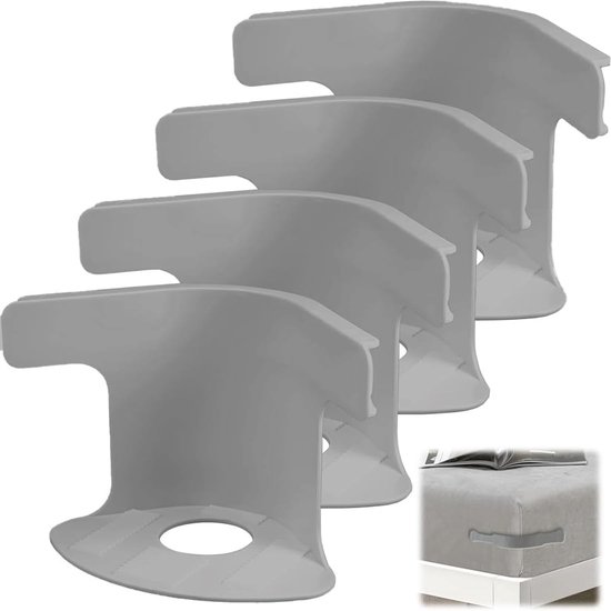 4 stuks bedlakenspanners, hoeslakhouders, bedlakenspanners, bedlakenhouder, hoeslakhouder met sluitstrips, antislip bedlakenhouder, grijs