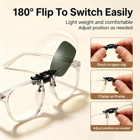4 stuks clip-on zonnebrillen voor brillen op sterkte, gepolariseerde flip-up zonnebril UV400 anti-schittering rijbril voor mannen vrouwen, zwart frame grijze lens en gele lens voor autorijden