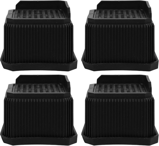 4 Stuks Delige Antislip Verstelbare Zwarte Treadmill Incline Riser Blokken Stabiele Voetverhogers voor Wandelen Hardlopen Simuleert Hellingtraining voor Intensievere Cardio
