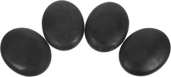 4 Stuks Delige Basalt Hot Stone Massage Set met Warmtebehoud Ergonomische Natuurlijke Massagestenen voor Voetmassage Schoonheidssalon Gebruik voor Essentiële Olie