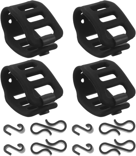 4 Stuks Delige Elastische Siliconen Fietsband met S-haak Universele Montageband voor Fietslampen Achterlicht Stuurhouder Weerbestendig Accessoire