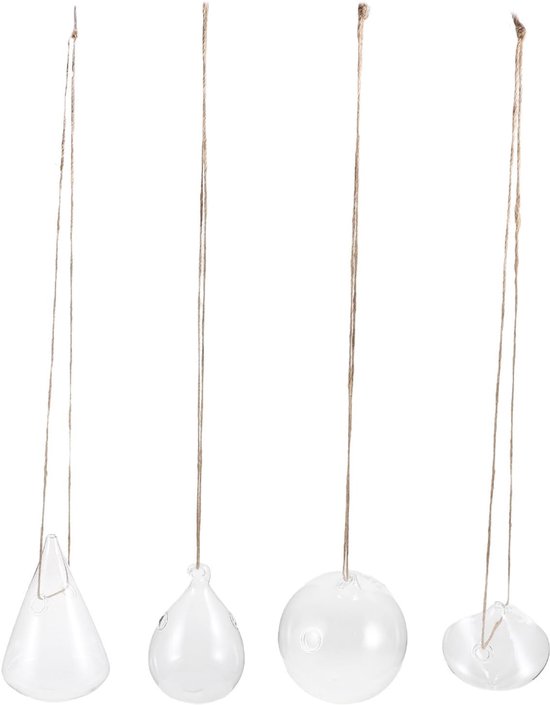 4 Stuks Delige Transparante Glazen Hangpotten voor Hydrocultuur Decoratieve Plantenhouders voor Binnen voor Luchtplanten Stekjes Ruimtebesparende Wandvazen voor Raamdecoratie