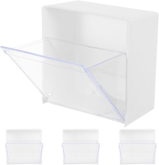 4 Stuks Delige Wandmontage Opbergdozen met Flipdeksel Kunststof Badkamer Organizer voor Toiletartikelen Compacte Opslag voor Slaapkamer Badkamer