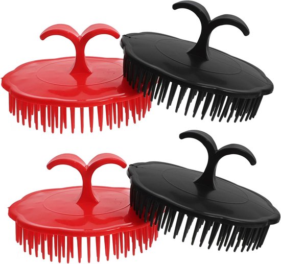 4 Stuks Delige Zachte Plastic Hoofdhuidverzorgingsborstel met Ergonomisch Ontwerp Shampoo Scrubber Massager voor Reinigen Roosverwijdering Geschikt voor Nat Haartypes