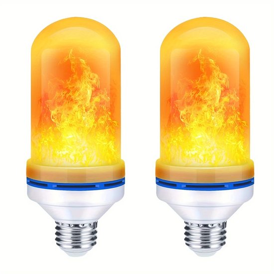 4 stuks E27 LED-lampen met vlameffect – 4 standen flikkerende vuursimulatie voor thuis, tuin, feest, bar, festival en buitendecoratie