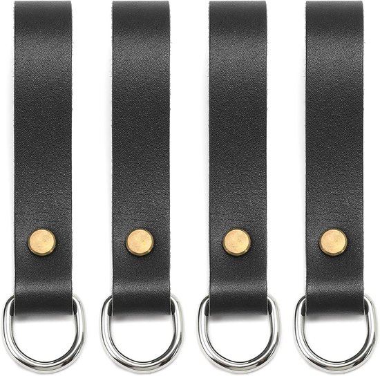 4 stuks echt lederen riemlus met D-ring, gereedschapsriemlus, sleutelhanger