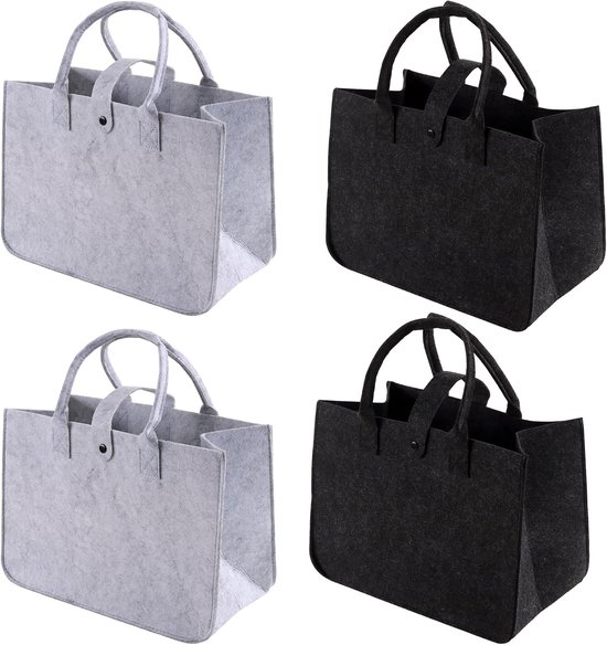 4 stuks grote vilten tassen shopper, 39 x 26 x 20 cm vilten