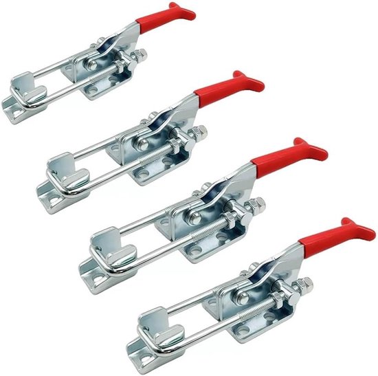 4 stuks kniehendelspanners, metaal, spansluiting, groot, 35 mm, verstelbare kliksluiting, kistsluiting, kapslot, hendel, snelsluiting, spansnapper voor kast, deur, kisten, koffer