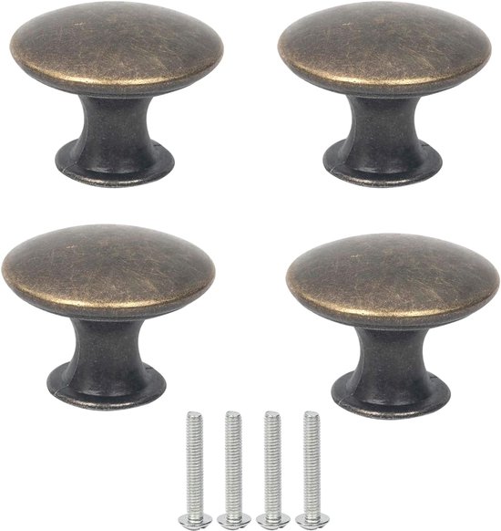4 stuks ladegrepen, vintage, meubelknoppen goud, 30 mm meubelgrepen, rond, kastknop, voor kast, meubels, keukenkasten, kledingkast