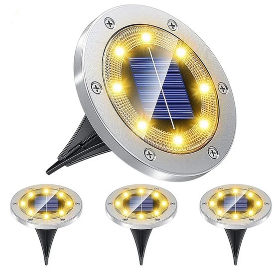 4 stuks LED-buitenverlichting op zonne-energie, grondverlichting, padverlichting op zonne-energie, terrasverlichting, ondergrondse verlichting voor tuin, oprit, gazon, tuinpad, terrasdecoratie, waterdicht van Merkloos