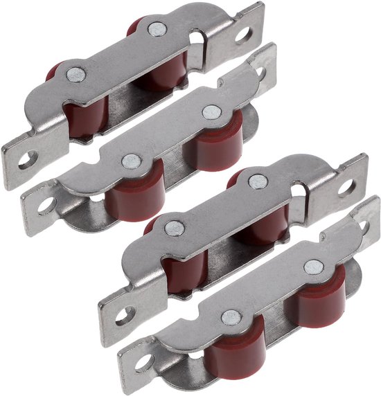 4 Stuks Metalen Dubbele Wiel Rollers voor Schuifdeuren Zware Uitvoering Schuifraam Geleidingswielen Roestvrijstalen Loopwielen Breed Geschikt voor Ramen Terrasschuifdeuren