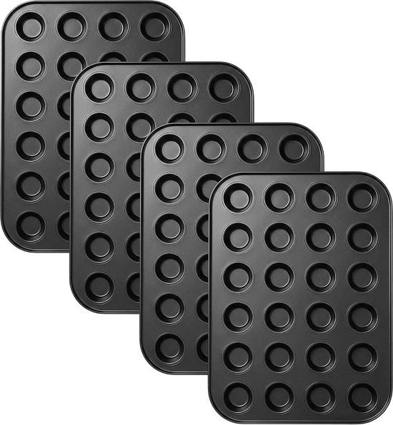 4 stuks muffin bakvorm voor 24 mini muffins, 35,5 x 26,5 x 2 cm muffinvorm