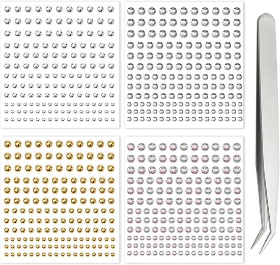 4 stuks neppiercings voor lippenstekers met 1 pincet, zelfklevende nep-lippiercing, neuspiercing, navelsticker, nepwenkbrauwpiercing, punk Y2k voor dagelijks gebruik
