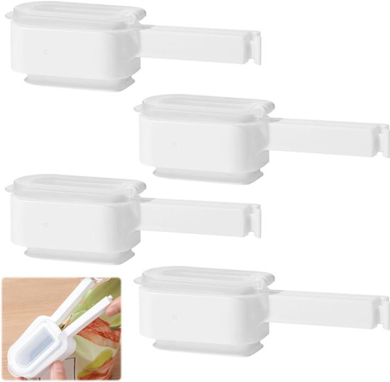 4 stuks opbergclips, wit