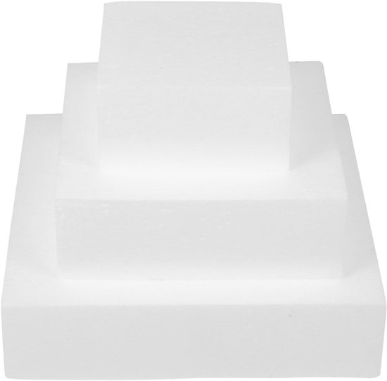 4 stuks piepschuim taart rechthoekige cake piepschuim schijf DIY taart 4 etages schijven voor bloemarrangement verjaardag bruiloft party knutselidee wit